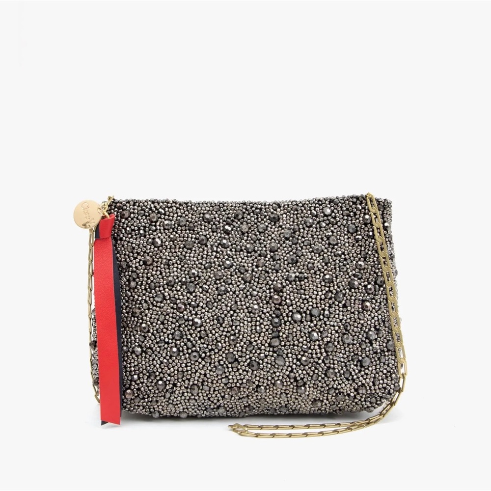 Clare V. NWT Hematite Beaded Gold Chain Strap Estelle Metallic Crossbody Bag